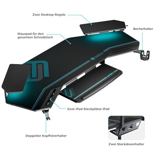 EUREKA ERGONOMIC Gaming Tisch mit LED