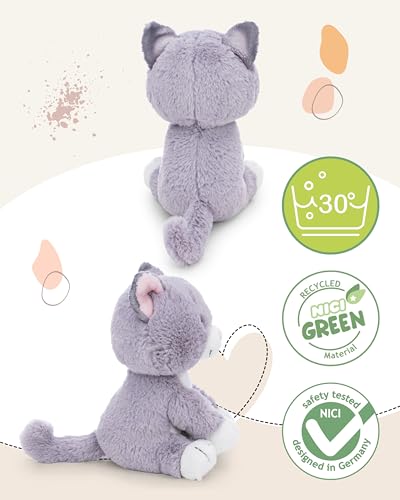 NICI Kuscheltier Katze 20cm - grau - Weiches Plüschtier – niedliches Stofftier zum Kuscheln & Spielen – tolle Geschenkidee für Kinder & Erwachsene - 62139