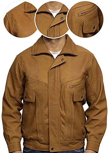 BRANDSLOCK Mens Genuine Leather Jacket Bomber4