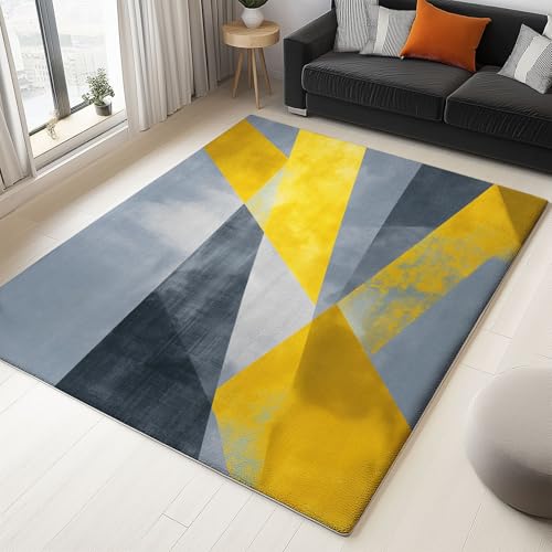 Tapis de chambre imprimé géométrique lavable en machine
