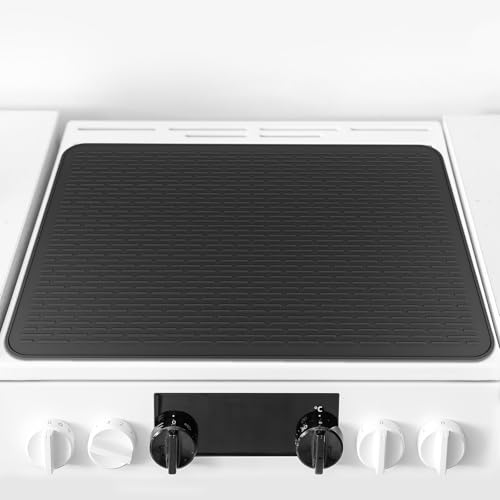 Silikon Herdabdeckplatte, 71x50cm Wasserdichte Herdabdeckung Induktionsfeld, Hitzebeständige Kochfeld Matte für Counter, Herdabdeckung für Glaskeramik Kochfelder, Schwarz