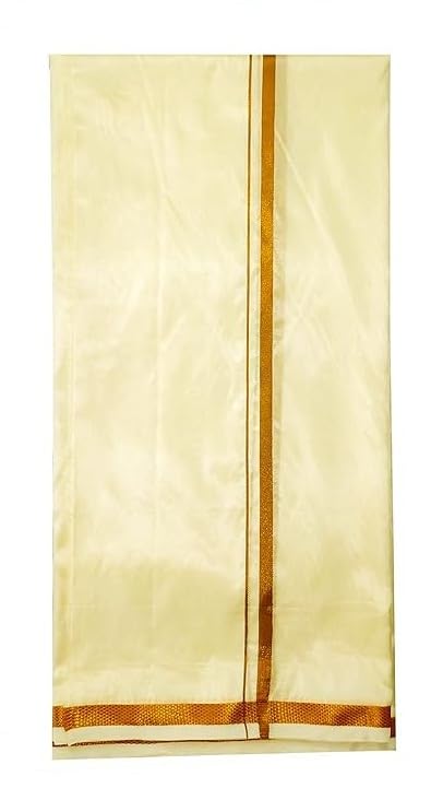 S-Yarns Mens Asha Silk Dhoti with Gold Jari Border 3.60 Meter / 8 Mulam Double Mundu/Vesti-image-32