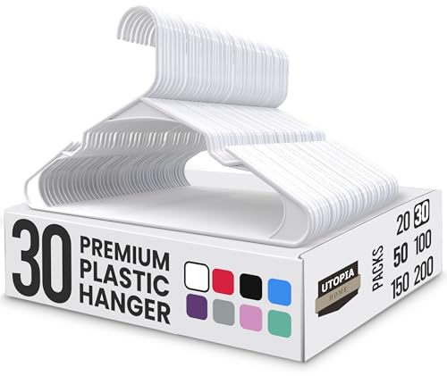 Utopia Home Premium Plastic Clothes & Coat Hangers Pack of 30 White
