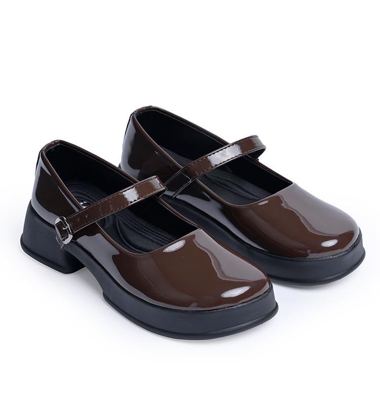 Image of JM LOOKS Women Mary Jane Block Heels | Single Strap | Round Toe | Stylish & Comfortable | Formal & Casual