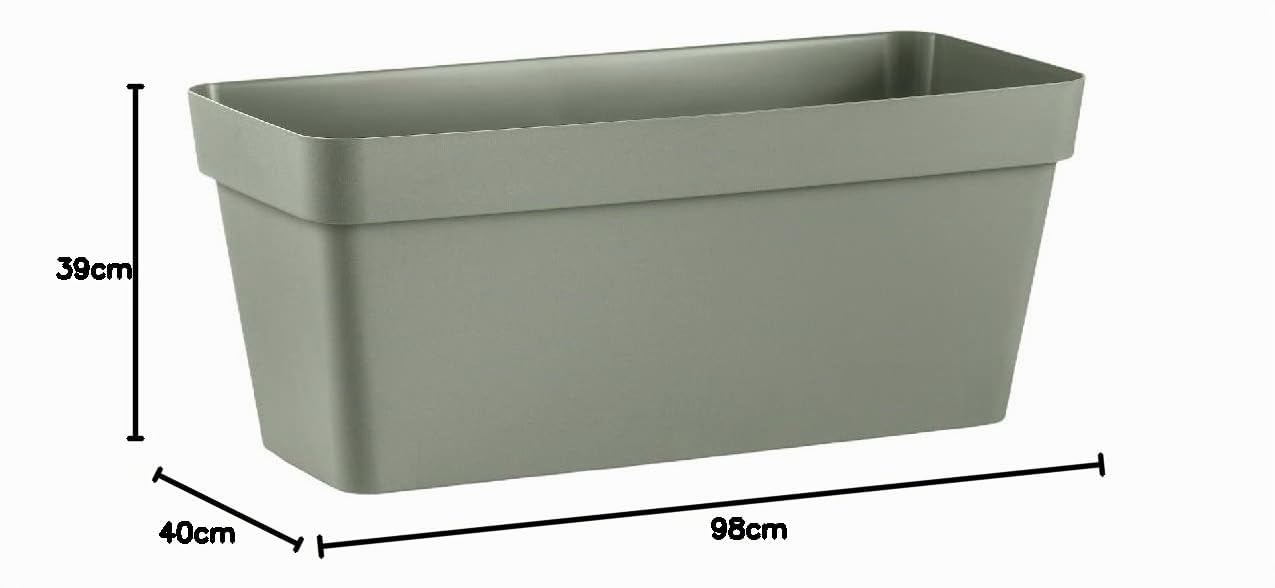 Veca | Fioriera rettangolare per piante in plastica resistente "Cleo", Vaso lungo da balcone e giardino, Facile da spostare, per interno ed esterno, Design pratico e moderno