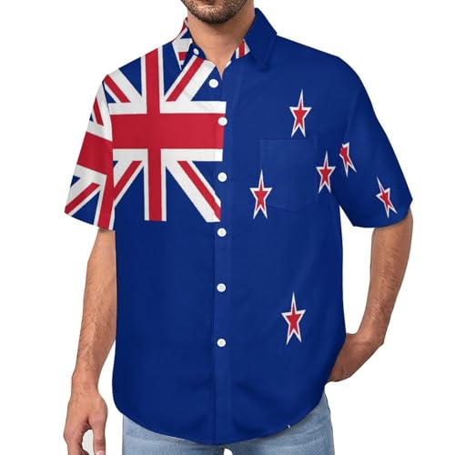 Chemise hawaïenne Nouvelle-Zélande respirante à manches courtes avec poche