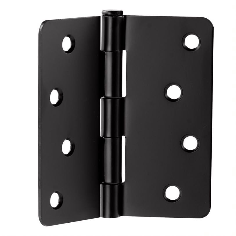 Door Hinges for Interior Doors 6-Pack 4-inch x 4-inch, Rounded 1/4-inch Radius Steel Door Hinge, Matte Black - Image 4