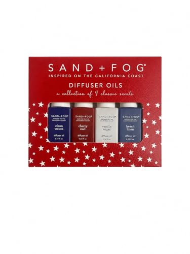 Image of Sand + Fog Diffuser Oils Gift Set, 4 Pack, 0.33 fl oz Each (Clean Waves, Cherry, Vanilla, Beach Linen)