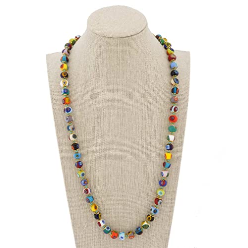 Glass Of Venice Murano Glass Necklace Longer Length 24-Inch Plus Extender - Multicolor Italian Millefiori Beads Handmade Blown Glass - Murano Glass Necklaces for Women2