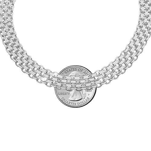 Savlano 925 Sterling Silver Italian 10mm & 15mm Bismark Diamond Cut Mesh Link 7.5 Inches Chain Bracelet With Gift Box For Women - Made in Italy3