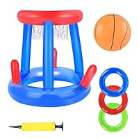 CUVZORA Basketspiel Schwimmbad aufblasbar, Korbkorb für Schwimmbad und Strand, Schwimmbad Spiele für Kinder und Erwachsene, Schwimmendes Zubehör für Sommeraktivitäten, Kit mit Pumpe und Kugeln