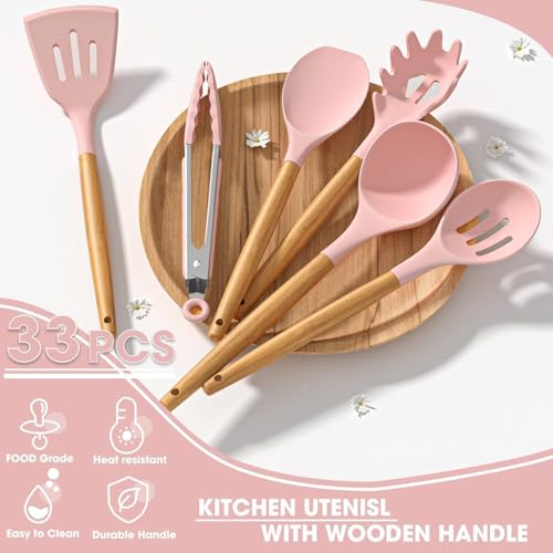 Image of Premium Silicone Kitchen Spatula Set for Cooking | Heat Resistant Spatula for Non Stick Pan with Wooden Handle & Holder | Steel Core Silicone Spatula | Non-Stick Kitchen Utensils Set (12 Pcs)