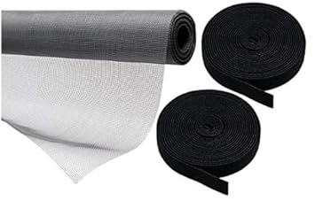 AKKIAGRO Grey Mosquito net for Window with Non Adheasive Loop and Hook Tape (5 x 7 FT)