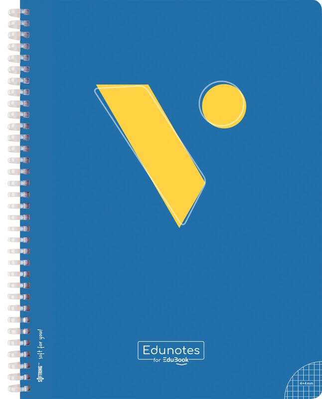 Vicens Vives - Cuaderno Espiral A4 Cuadriculado 4mm - Edunotes - 80 Hojas con Espiral Suave SOFTRING, Papel Extraopaco 80g, QR con Contenido Educativo - Libretas Escolares A4, ideal para Zurdos