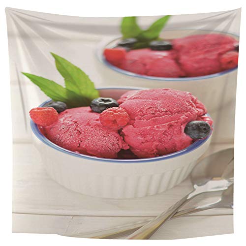 Tapiz de pared de comida con diseño de helado en poliéster blanco 6