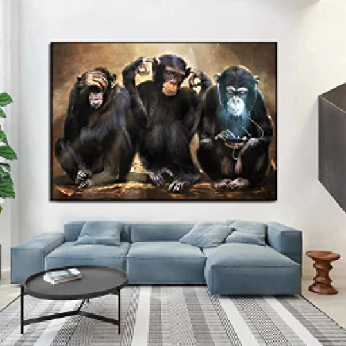 Affiches et impression singe orang-outan tableau abstrait salon 70x100 - 4