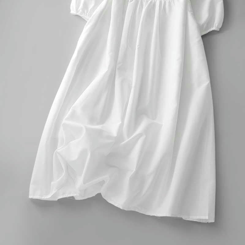 Robe midi blanche en ramie de qualité supérieure double couche - 2