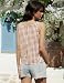 AKEWEI Gingham Top Cropped Tank Tops for Women Cotton Linen Shirts Spring Summer Tops 2026 Crew Neck SleeCreweless Flowy Soft Top（Khaki Plaid，S）