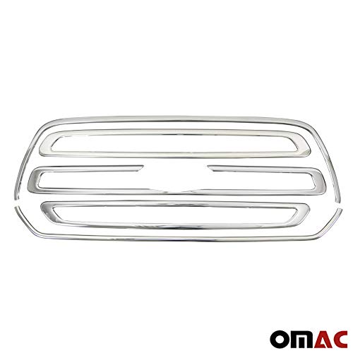 Front Bumper Grille Cover And Surround Frame Kit For Ford Transit 250 2015-2021, Stainless Steel, Chrome, 5 Pieces #TOP1