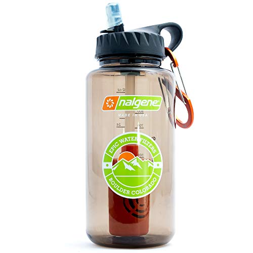 Epic Nalgene OG Outdoor | Water Filtration Bottle | Wide Mouth 32 oz | American Made Bottle | USA Made Filter Removes 99.9999% Contaminants Bacteria Virus Giardia Cryptosporidium Chlorine (Woodsman)