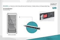 DIGITUS DN-95403 – 19" Steckdosenleiste – 7 Abgriffe – 1HE – Mit Überlastschutz & Schalter – 250VAC 50/60Hz – 16A – 4000W – Für 19 Zoll Netzwerk- und Serverschränke – Ansicht 3