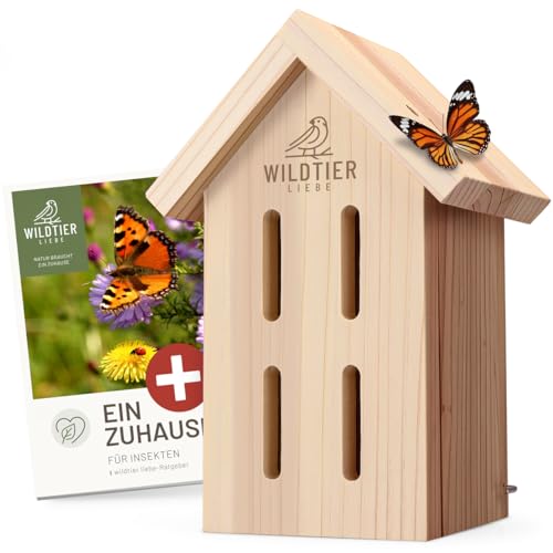 wildtier liebe Schmetterlingshaus - Wetterfest & Unbehandelt aus Massiv-Holz I Insektenhotel Schmetterling I Schmetterlinge züchten für den Garten,...