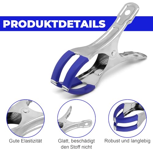 10 Stück Klammern Metall für Poolabdeckung: Stabile Planenbefestigung & Planenclips - Klemmen für Poolplane, Pool Zubehör, Wäscheklammern & Garten Gewächshaus Zubehör