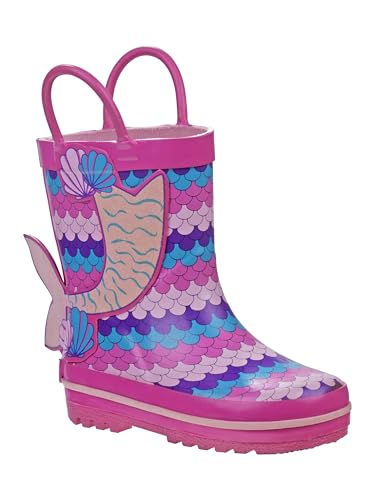 Josmo Girl's Rain Boots Mermaid Non-Slip Waterproof Shoes