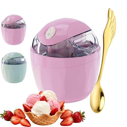 2026 New Small Home Mini Ice Cream Maker, Just 15 Minutes, One-Touch Dessert Maker, Single Serving of Gelato, Frozen Yogurt, Easy One-Touch Dessert Maker for Families (Pink)