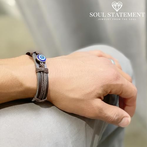 Pulsera de Cuero para Hombre con Amuleto Ojo Turco miniatura 5