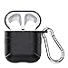 Produktbild Wanshop Hülle für AirPods Staubdichte Schutzhülle kompatibel mit AirPods Ladecase Stoßfeste Hülle Weiches dünnes TPU Case mit Karabiner (Schwarz)