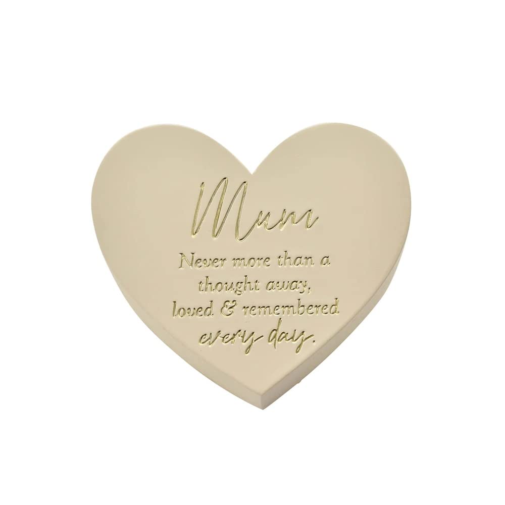 Widdop and Co Thoughts Of You Sentiment Ivory Heart Graveside Remembrance Plaque Ornament - Mum