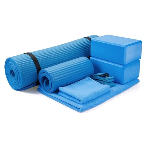 BalanceFrom Extra-Thick 0.5-inch TPE Yoga Mat with 7-Piece Beginner Bundle