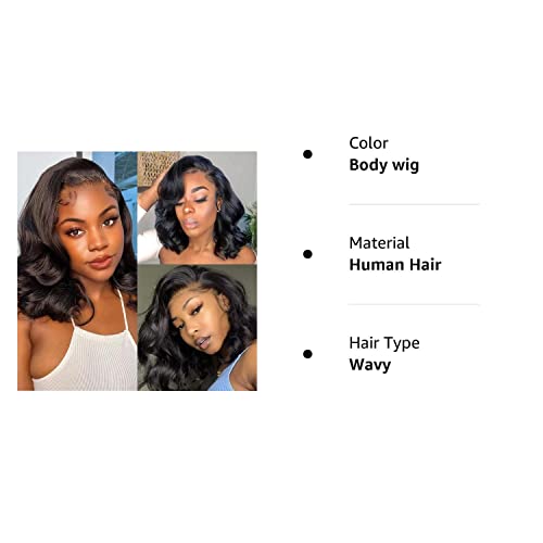 Cfaimity Glueless Short Bob Wig Human Hair Lace Front Wigs 13X4 Hd Body Wave Wig Pre Plucked With Baby Hair 180% Density Side Part Loose Wave Wigs For Black Women Brazilian Virgin Real Hair 10Inch #TOP7