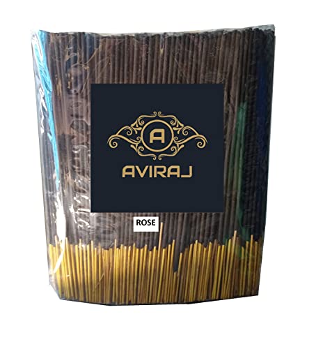 Image of Aviraj Incense Sticks Agarbatti for Pooja 1kg Bulk Pack I Fragrance - Rose I Dhoop Agarbatti Incense Stick I Natural Ingredients and Fragrance I 900 Gm Stick Weight, 9 inch Size Sticks