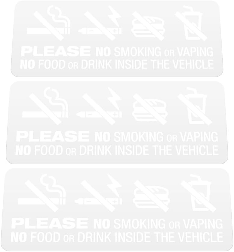 3x NO SMOKING VAPING FOOD DRINK IN VEHICLE Notice Car Van Taxi Window Stickers