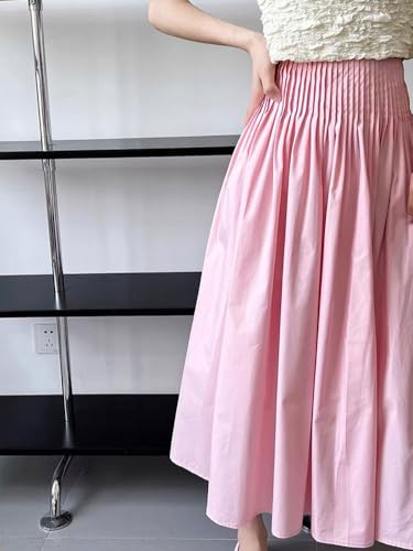 chouyatou Women's Elegant Pleated A Line Skirt High Elastic Waist Swing Bohemian Midi Long Skirt3