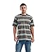 KLIEGOU Men's Fashion Loose Fit Crewneck Stripe T-Shirt 6108 Grey S