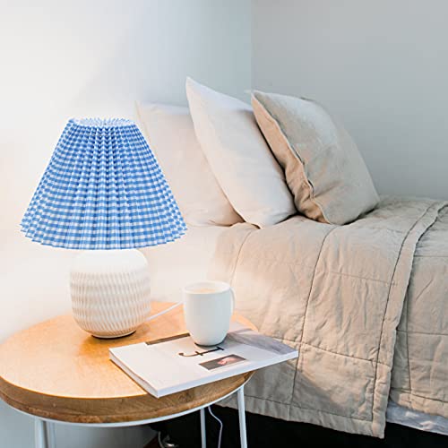 Cloth Lampshade Chandelier Lamp Shade Floor Wall Ceiling Bedside Lamp Shade Blue Pleated Grid Grain Rustic Lamp Cover for Living Rooms Offices Home Decor - Image 3