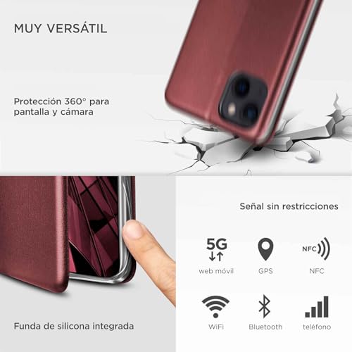 Funda iPhone 15 Plus silicona y cuero plegable antichoque con tarjetero 4