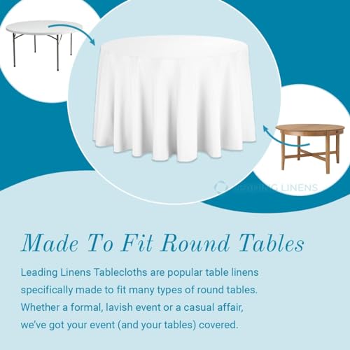 Leading Linens 5 pcs 108 Inch Round White Polyester Tablecloths by Leading Linens - Used condition - Image 3