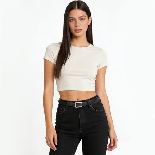 Image of Aurolran Women's Leather Belt with Buckle - Ideal for Dresses, Jeans, and Coats