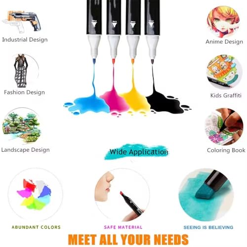 Image of 80 Pcs Dual Tip Art Markers Pen | Alcoholic Markers Set, Drawing Sketch Pen, And Brush Pens With 80 Shades, Touch Cool Alcohol Markers For Painting, Writing, Calligraphy, Drawing And Sketching