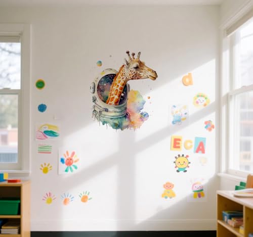Vinilo decorativo infantil Giraffe cosmonaut1 miniatura 2