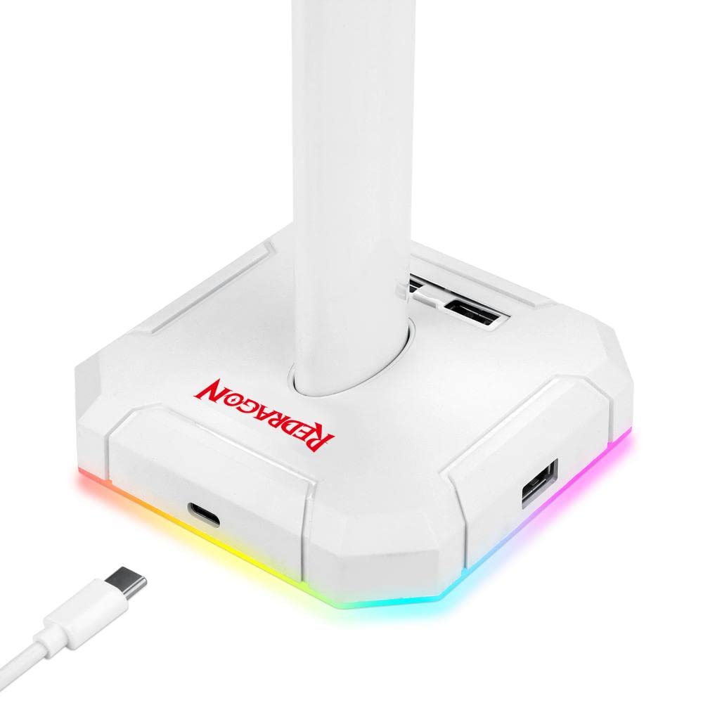 Redragon Scepter Pro White - Supporto per cuffie con USB RED-HA300-WHUB