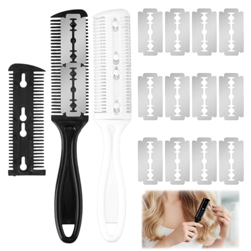 2PCS Peigne Rasoir Pour Cheveux, Double Face Peigne Peigne a Effiler Les Cheveux, Peigne Coupe Cheveux Convient Aux Personnes de Tous Ages et Pour La Maison Le...
