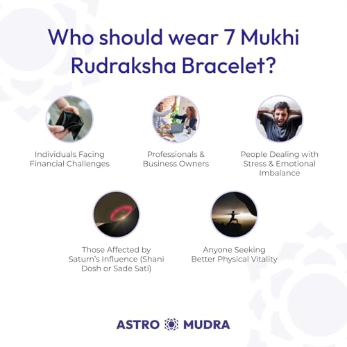 Image of 7 Mukhi Rudraksha Bracelet for Man & Women with Spiritual Healing Beads | Spiritual & Astrology Healing Gifting Bracelet for Men | Wrist Mala for Yoga, Meditation, Peace, Focus & Positive Energy