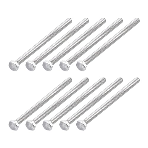 Image of METALLIXITY Hex Bolts (M6-1x100mm) 10Pcs, 304 Stainless Steel Coarse Fully Threaded Hex Head Screw Bolt Machine Screws - for Furniture Repair, Silver