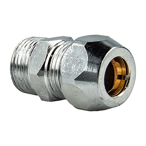 tecuro Quetschverschraubung G 3/8 Zoll x Ø 10 mm Rohr, Messing verchromt