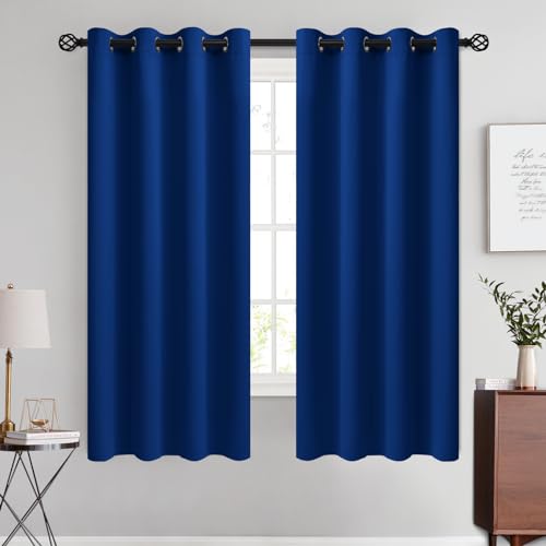 Image of COSVIYA Grommet Room Darkening Royal Blue Curtains 63 inch for Bedroom | Light Blocking Insulated Thermal Curtains for Living Room, Blackout Thick Polyester Window Drapes,52x63 inches, 2 Panels